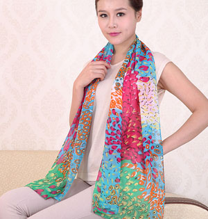 Wholesale peacock printed long scarf