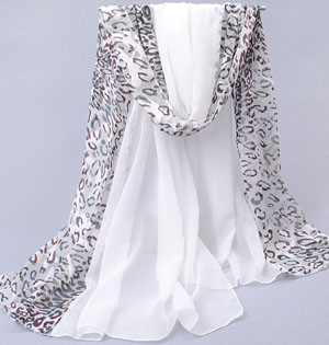 Burnt-out raw silk stitching ladies scarf