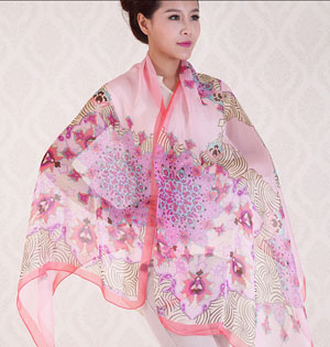 Fashion scarves decorated with flowers
