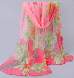 Wholesale temperament Peony Chiffon scarves