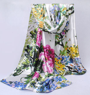 Wisteria printed silk scarves wholesale