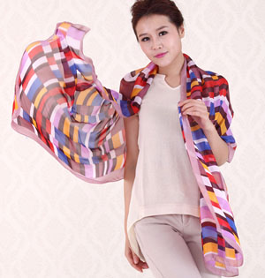 Stripes printed silk scarves wholesale