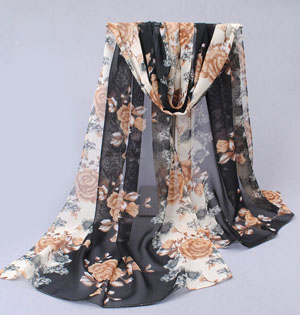 Yellow roses silk scarf shawls wholesale