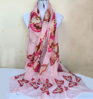 Color butterfly pattern wholesale scarf