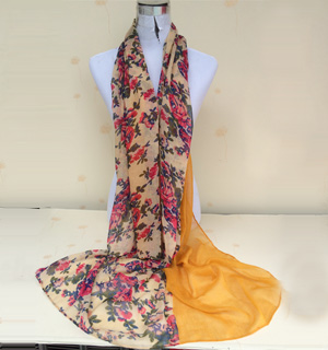Peony stitching voile scarf wholesale scarves