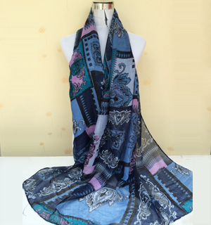 Plaid peony printed scarves wholesale