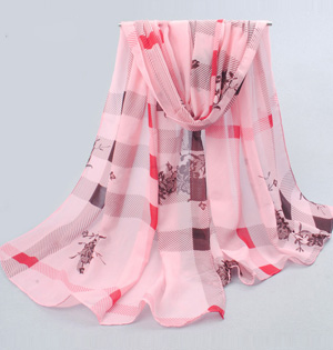 wholesale flower plaid wrap scarf