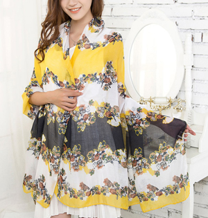 Female warm color floral scarf