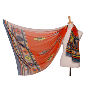 Geometric patterns striped scarf