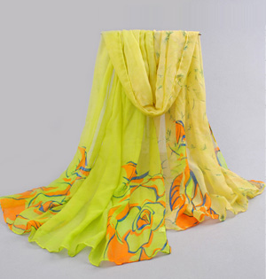 Women floral chiffon shawl