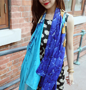 Feather gradient silk scarves wholesale