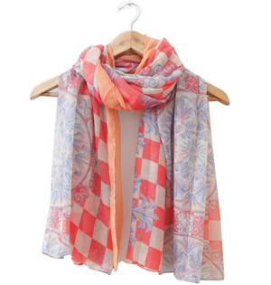 Fine grid flower head scarves for women