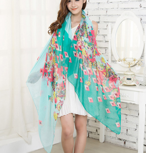 Peacock pattern scarf shawl