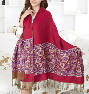Women roses embroidered shawl scarf