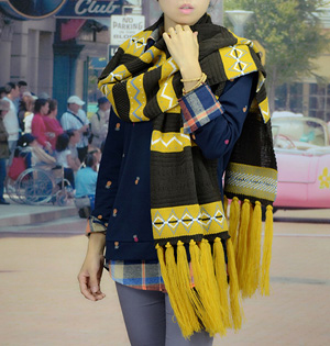 Warm wool knitted scarves