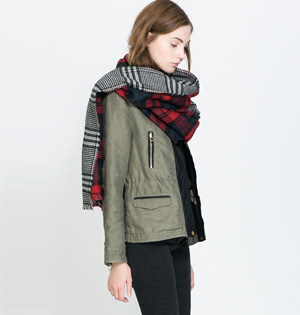 Plaid winter wool scarf