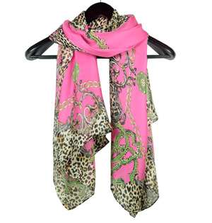 Women leopard print pure silk scarf
