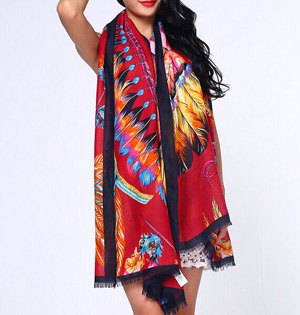Wholesale feather print scarf