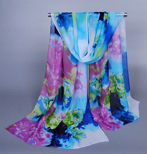 Floral chiffon silk scarf wholesale