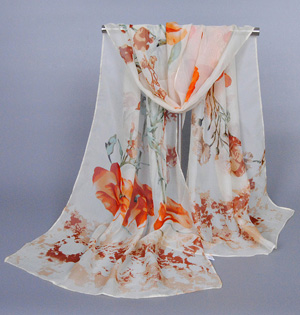 Wholesale silk floral chiffon scarf