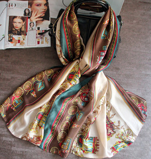 Carriage print silk scarf wholesale
