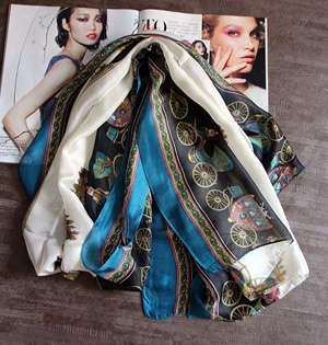 Carriage print silk scarf wholesale