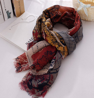 Wholesale map print scarf
