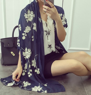 Wholesale floral embroidery scarf