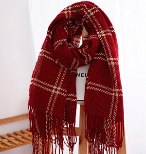 Plaid cashmere fringed scarf wholesale