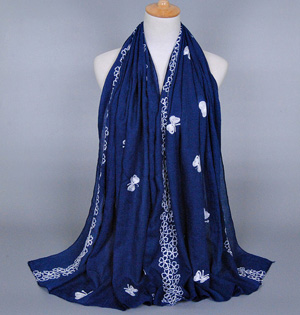 Butterfly embroidered scarf wholesale