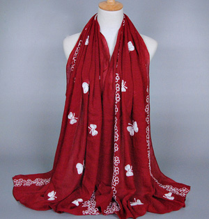 Butterfly embroidered scarf wholesale