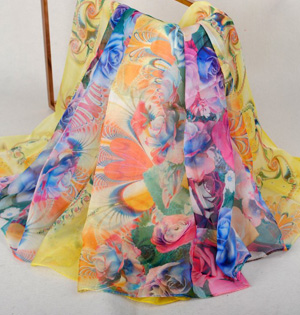 Silk floral scarf wholesale