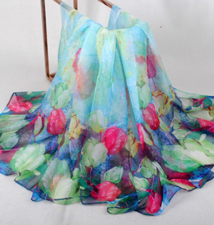 Silk floral print scarf wholesale