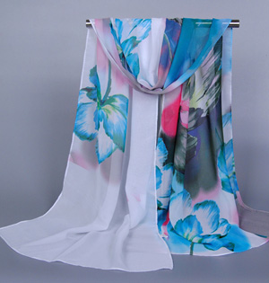 Long white silk scarf wholesale