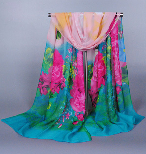 Women floral silk chiffon scarf wholesale