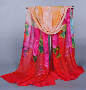 Women floral silk chiffon scarf wholesale