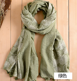 Wholesale embroidered print cotton scarf