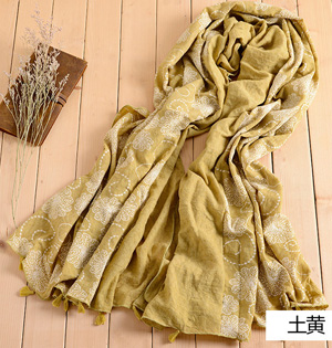 Wholesale embroidered print cotton scarf