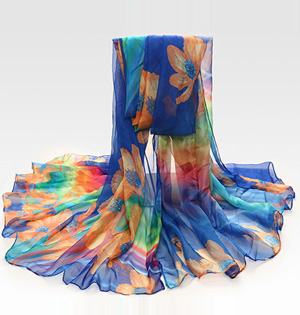Wholesale silk sunflower print scarf