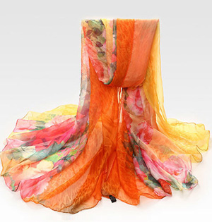 Wholesale silk sunflower print scarf