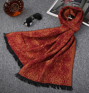 Fringed cotton scarf for men