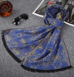 Fringed cotton scarf for men
