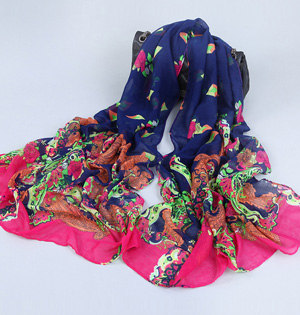 Wholesale viscose graffiti silk scarf