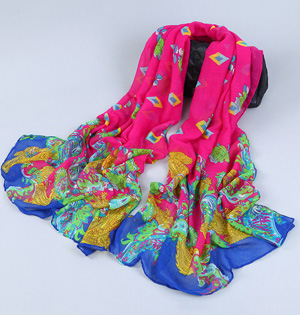 Wholesale viscose graffiti silk scarf