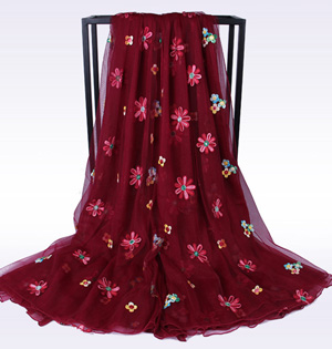 Polyester silk embroidery scarf wholesale