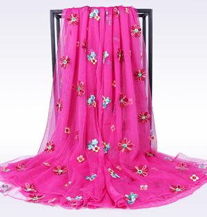 Polyester silk embroidery scarf wholesale