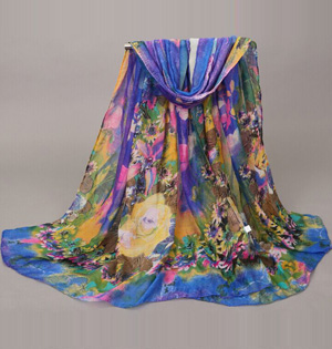 Rose printed viscose scarf