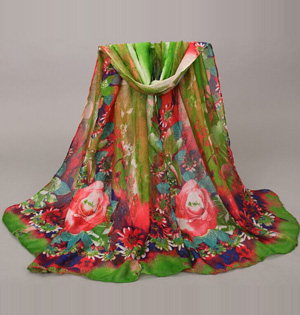 Rose printed viscose scarf