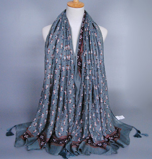 Wholesale viscose tassels floral scarf