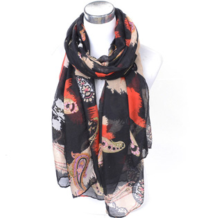 Viscose tassels floral scarf wholesale